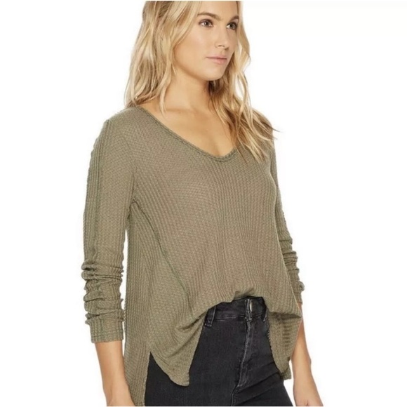 O’Neill Green Long Sleeve Waffle Knit Sweater Top - Picture 4 of 7